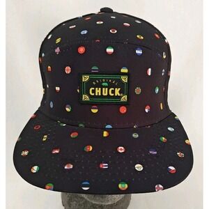 Original Chuck All Over Print Flags Black Men's Strapback Hat Cap Adjustable